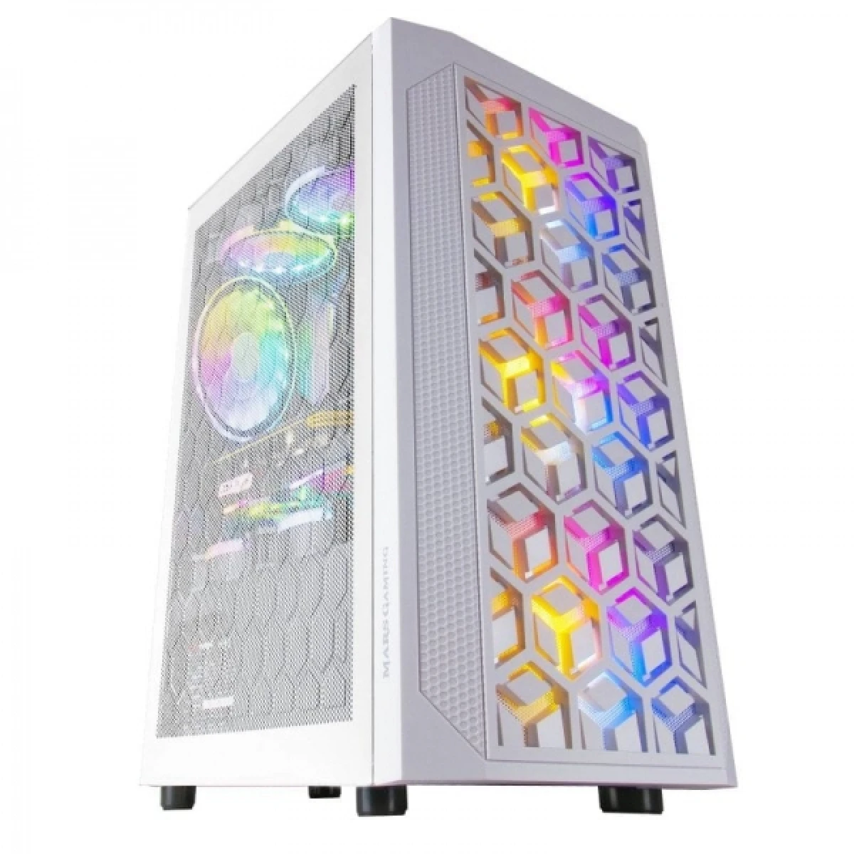 Thumbnail-Mars Gaming MCMESH Compact Gaming Case – Tecnologia MESH 360º – 3 Ventoinhas FRGB de 120 mm – Suporte para refrigeração líquida – Gerenciamento de cabos – Filtros de poeira – Cor Branco