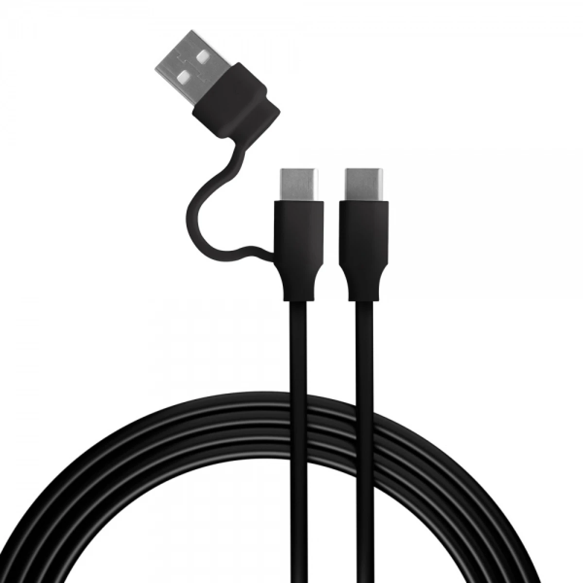 Thumbnail-Cabo de carregamento FR-TEC USB-C para USB-C com adaptador USB-A – Compatível com portas PS5 – Comprimento 3m – Cor preta