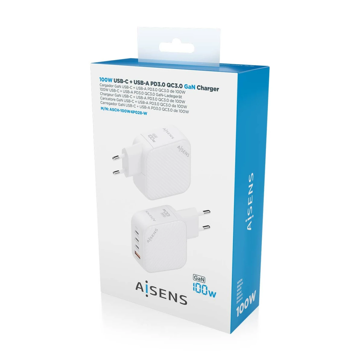 Galery – AISENS ASCH-100W4P028-W carregador de dispositivos móveis Universal Branco AC Carregamento rápido Interior0