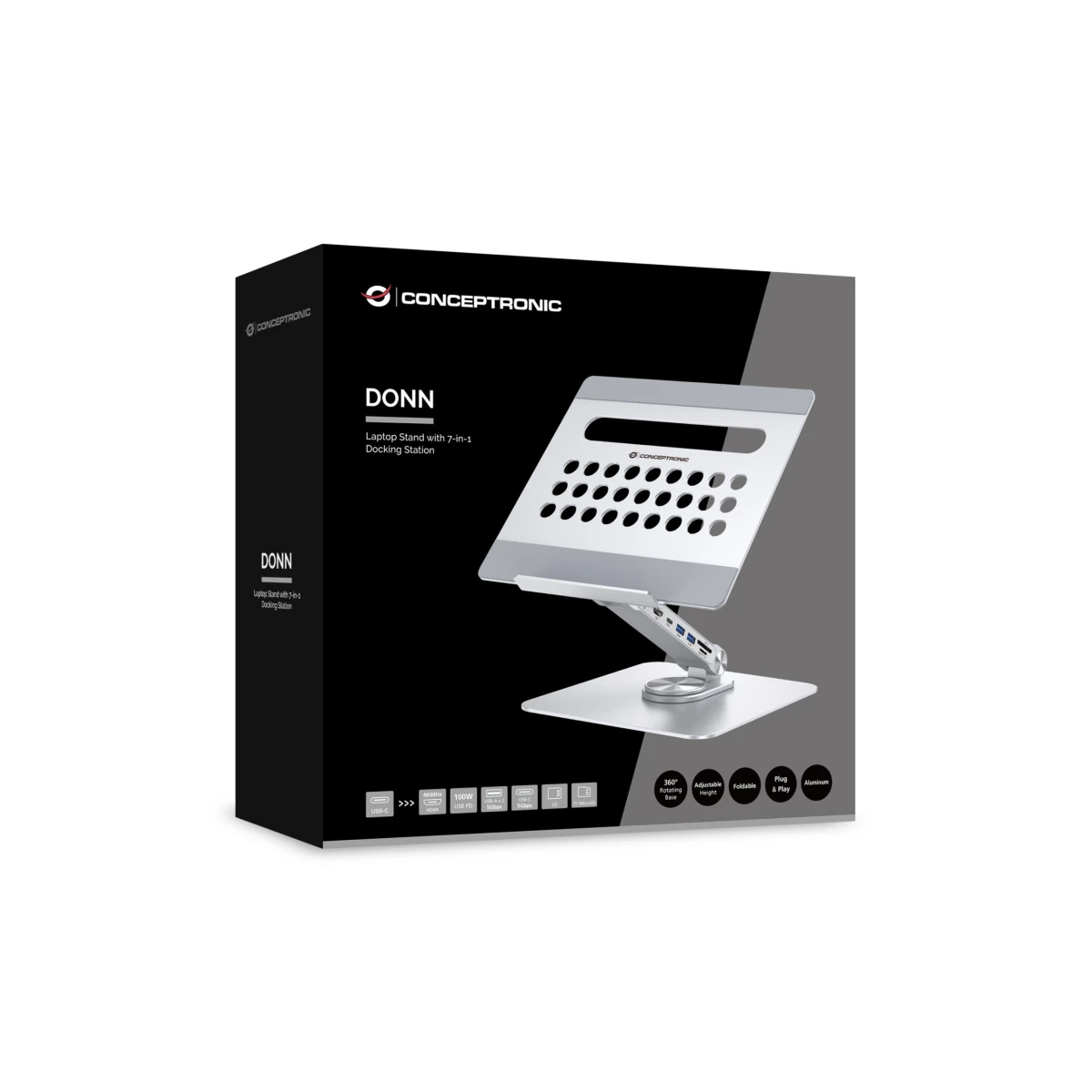 Galery – Conceptronic DONN27G Suporte para Computadores Portáteis Suporte para computador portátil Prateado0