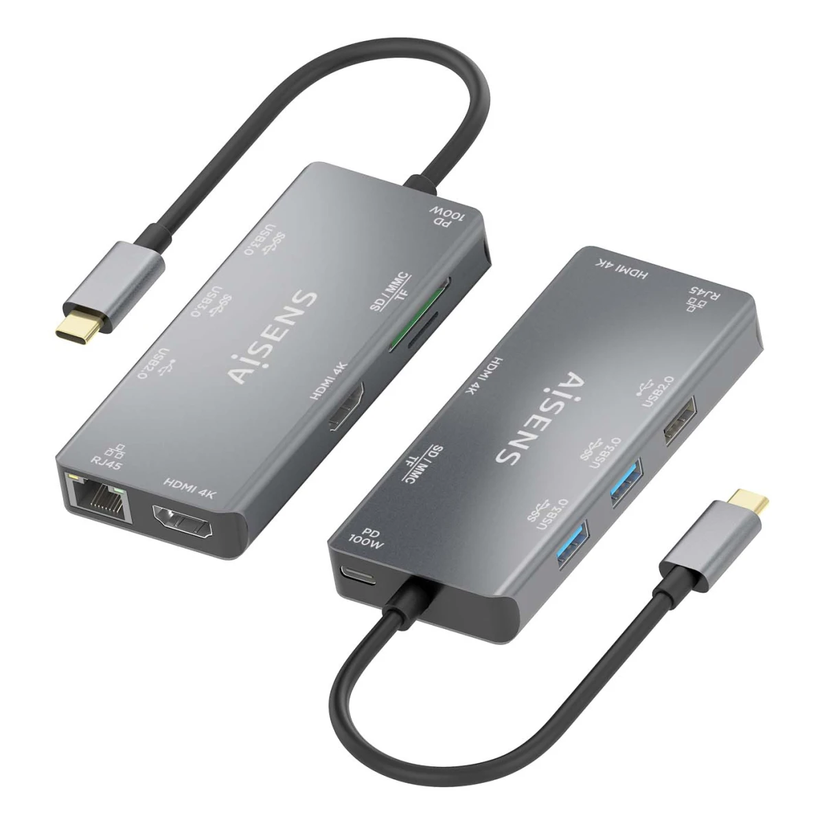 Galery – AISENS ASUC-9P018-GR base & duplicador de portas Com fios USB 3.2 Gen 1 (3.1 Gen 1) Type-C Cinzento0