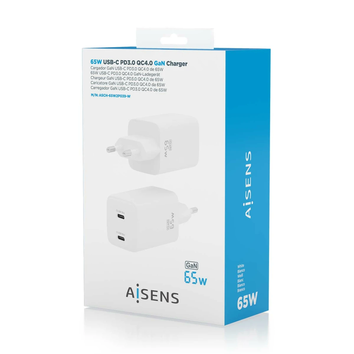 Galery – AISENS ASCH-65W2P039-W carregador de dispositivos móveis Universal Branco AC Carregamento rápido Interior0