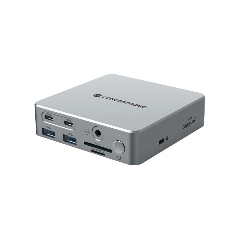 Thumbnail-Conceptronic DONN25G base & duplicador de portas Com fios USB 3.2 Gen 2 (3.1 Gen 2) Type-C Prateado