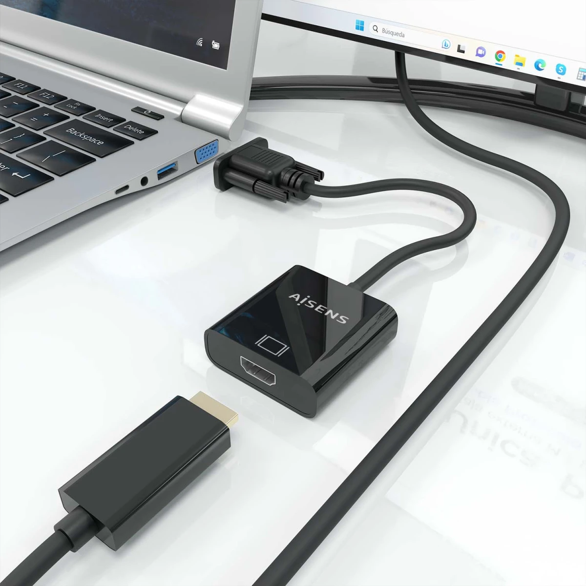 Galery – AISENS A115-0873 adaptador de cabo de vídeo 0,2 m HDMI + 3.5mm + Micro-USB Type-B VGA (D-Sub) Preto0