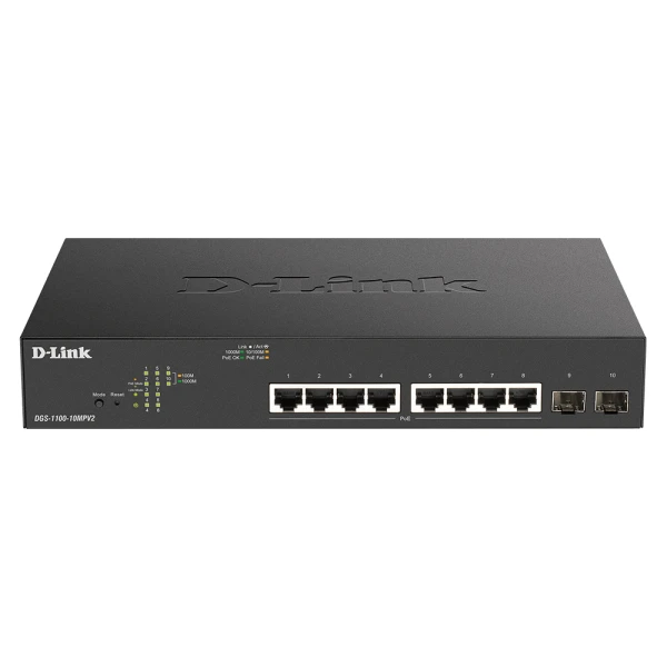 Thumbnail-D-Link DGS-1100-10MPV2 Gerido L2 Gigabit Ethernet (10/100/1000) Power over Ethernet (PoE) 1U Preto