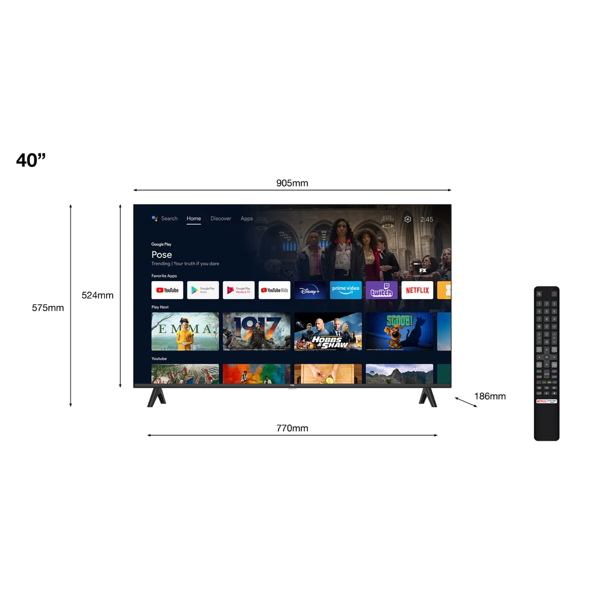 Galery – TCL S54 40S5400A TV 101,6 cm (40″) Full HD Smart TV Wi-Fi Prateado0