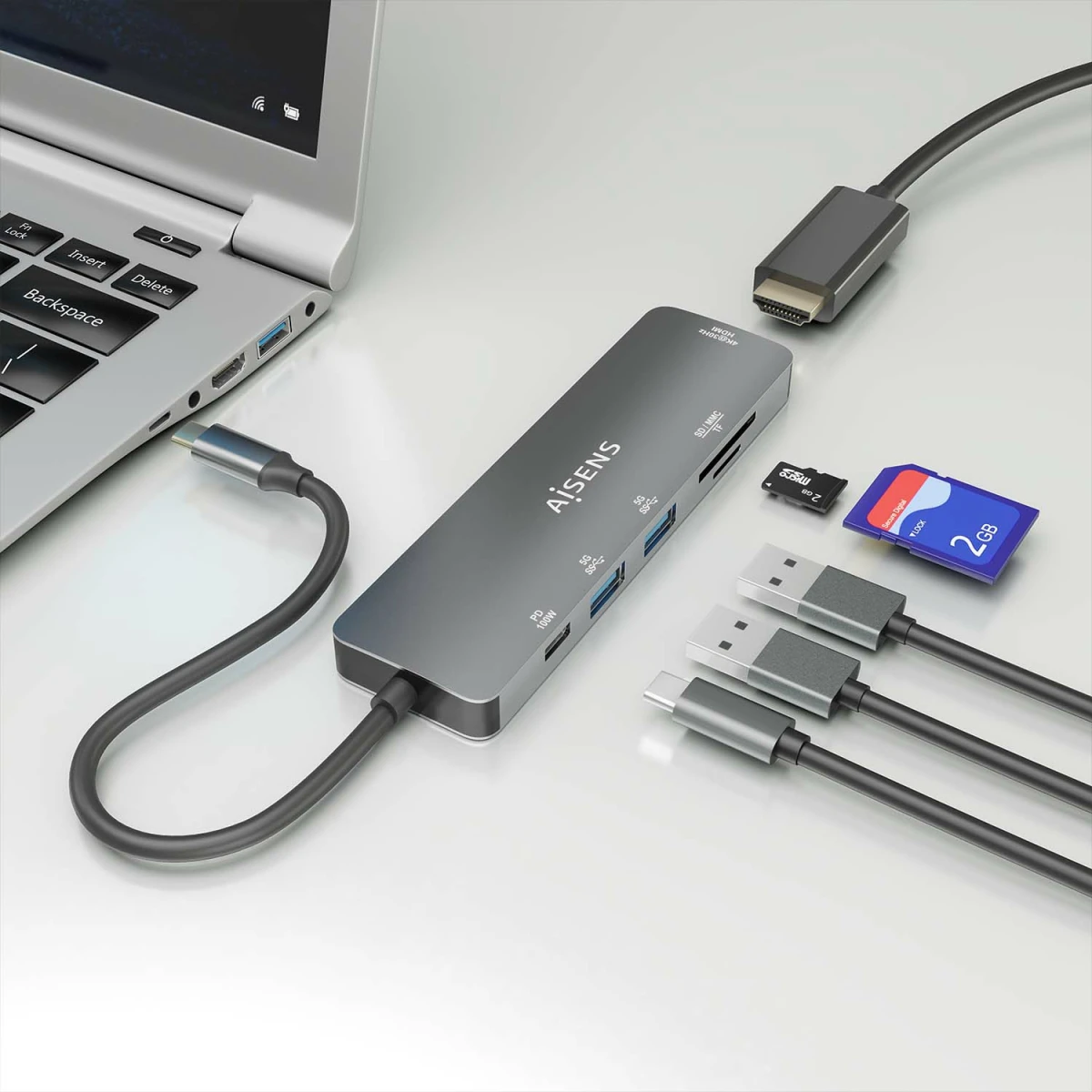 Galery – AISENS ASUC-6P016-GR base & duplicador de portas Com fios USB 3.2 Gen 1 (3.1 Gen 1) Type-C Cinzento0