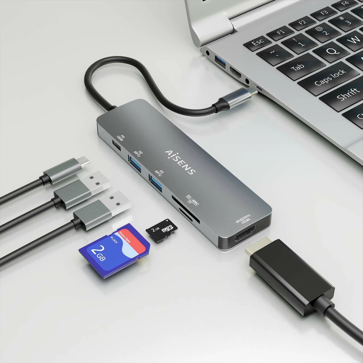 Galery – AISENS ASUC-6P016-GR base & duplicador de portas Com fios USB 3.2 Gen 1 (3.1 Gen 1) Type-C Cinzento0