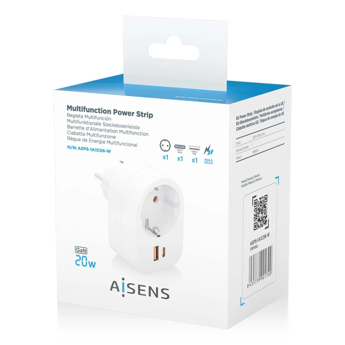 Galery – AISENS ASPS-1A1C06-W carregador de dispositivos móveis Universal Branco AC Carregamento rápido Interior0