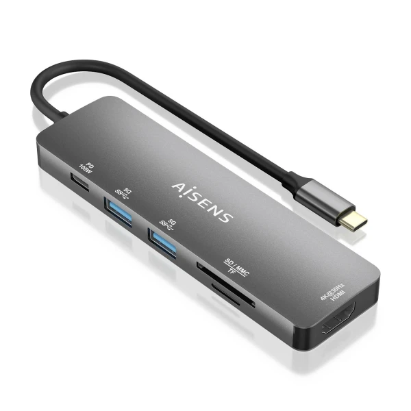 Thumbnail-AISENS ASUC-6P016-GR base & duplicador de portas Com fios USB 3.2 Gen 1 (3.1 Gen 1) Type-C Cinzento