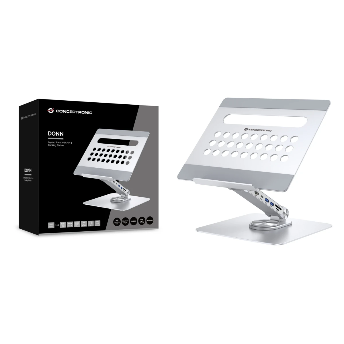 Galery – Conceptronic DONN27G Suporte para Computadores Portáteis Suporte para computador portátil Prateado0