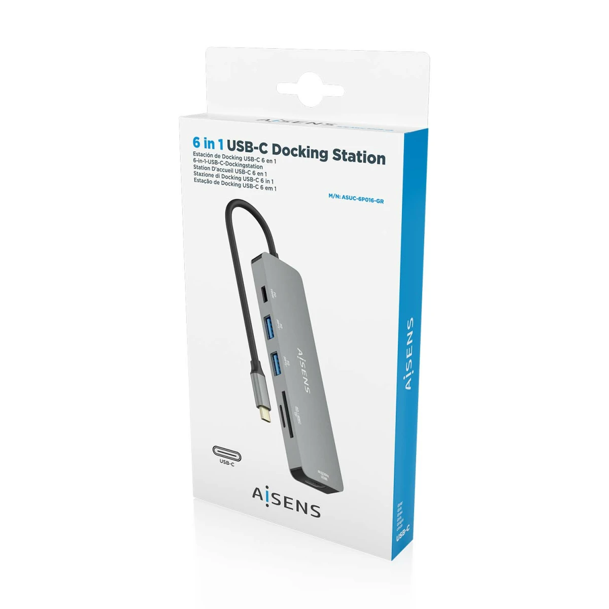 Galery – AISENS ASUC-6P016-GR base & duplicador de portas Com fios USB 3.2 Gen 1 (3.1 Gen 1) Type-C Cinzento0