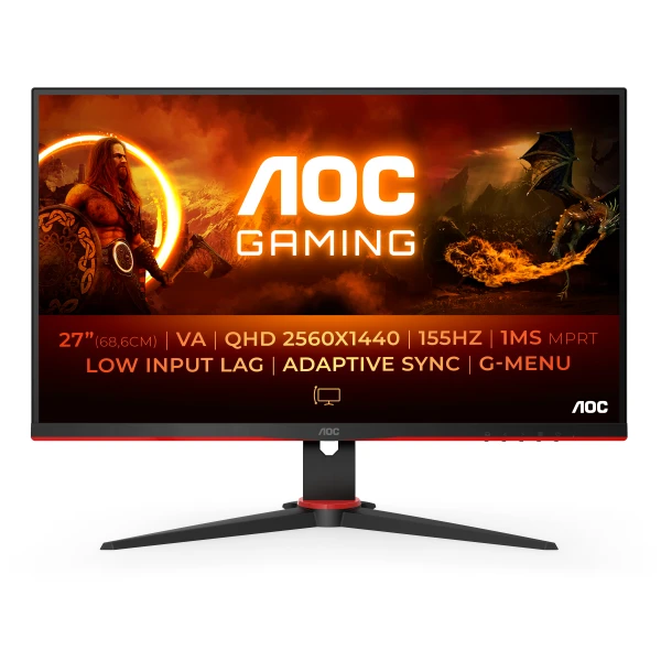 Thumbnail-AOC G2 Q27G2E/BK monitor de ecrã 68,6 cm (27″) 2560 x 1440 pixels Quad HD Preto, Vermelho