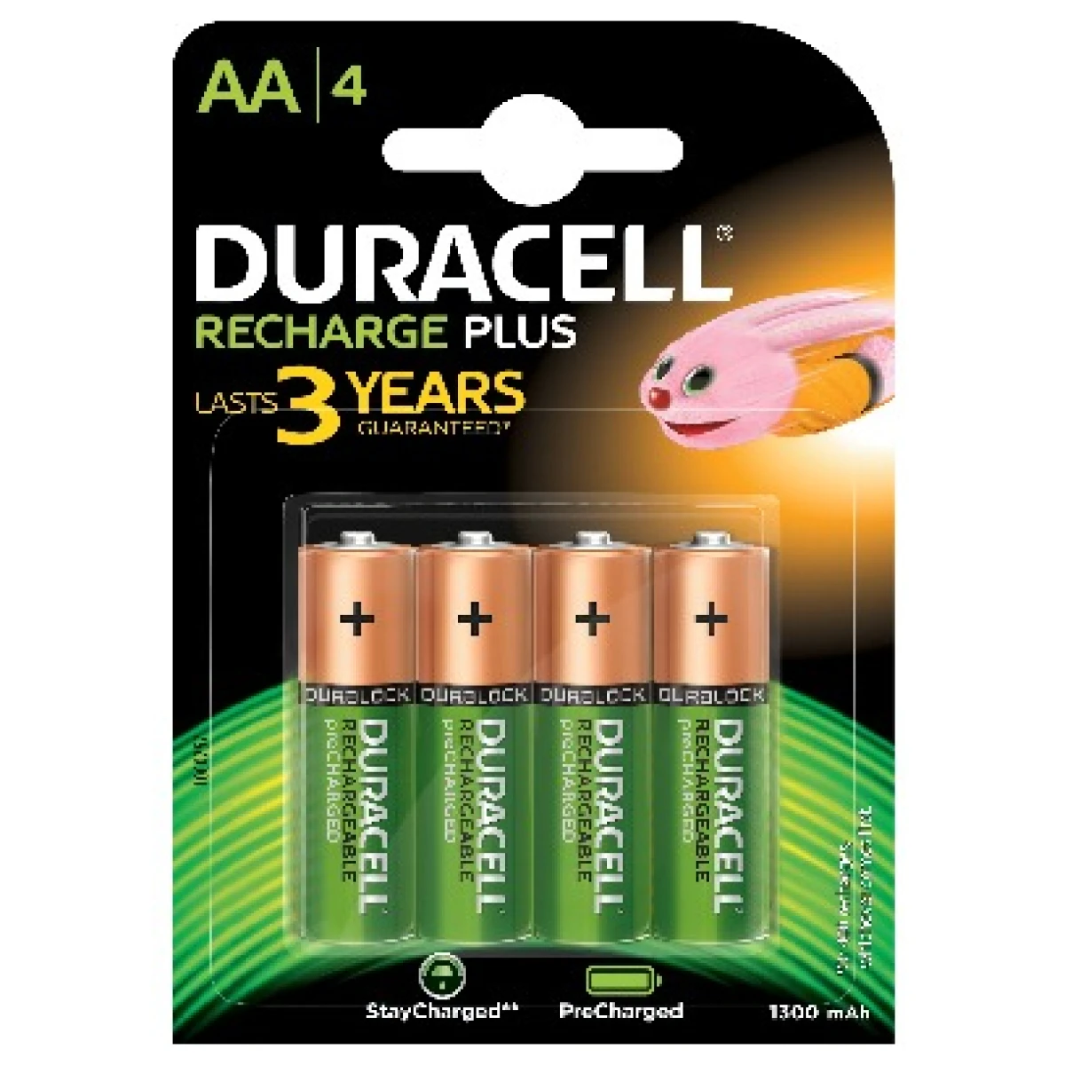 Duracell 4 LR06 1300mAh Bateria recarregável Hidreto metálico de níquel