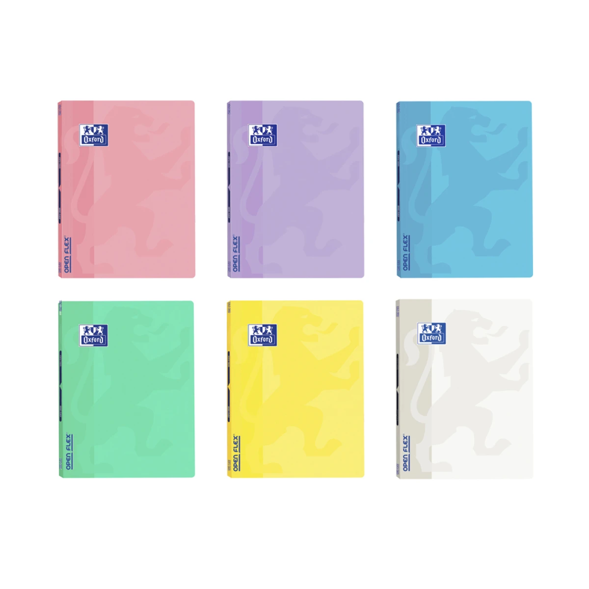 Caderno agrafado oxford openflex capa plastico din a4 48 folhas pautado cores pastel sortidas - 10 unidades