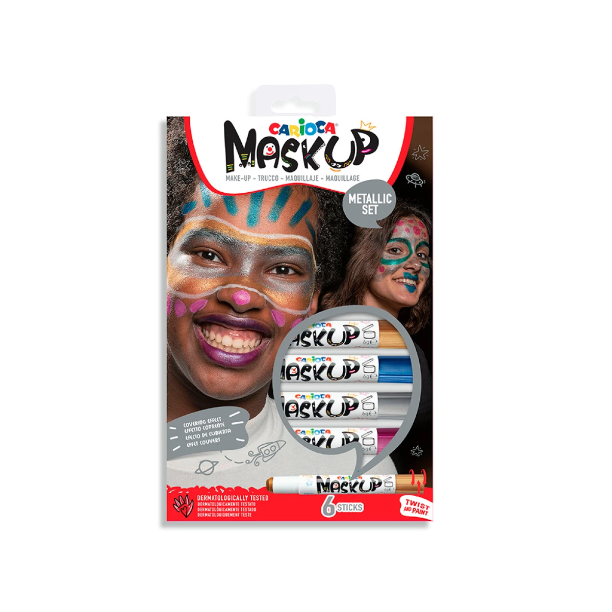 Barra de maquilhagem carioca mask up metallic caixa de 6 cores sortidas