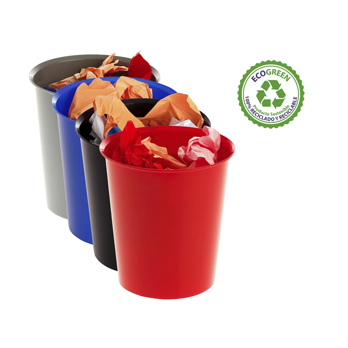 Cesto de papeis plastico archivo 2000 reciclavel 100% 18 litros cor cinza 290x310 mm