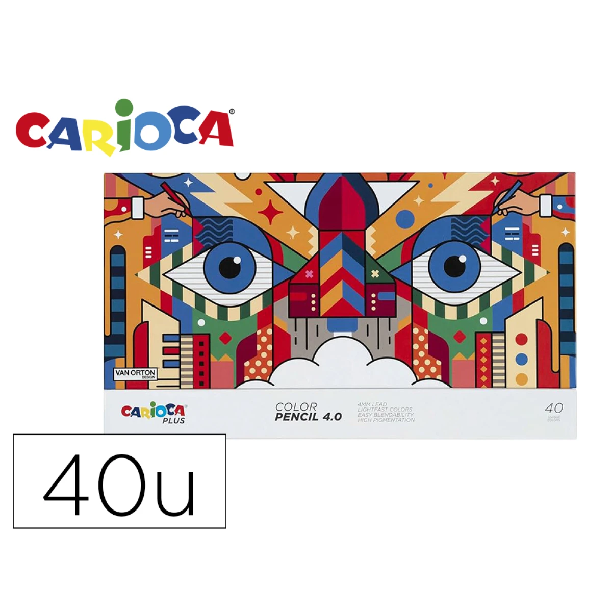 Lapis de cor carioca plus 4.0 caixa premium de 40 unidades cores sortidas