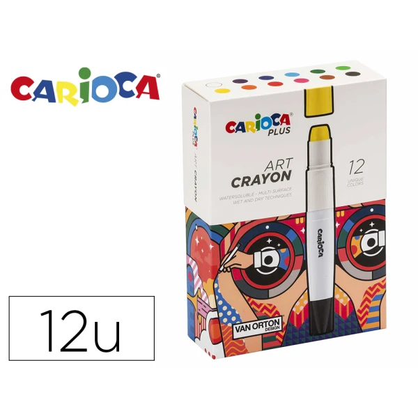 Lapis de cera carioca plus art crayon caixa premium de 12 unidades cores sortidas