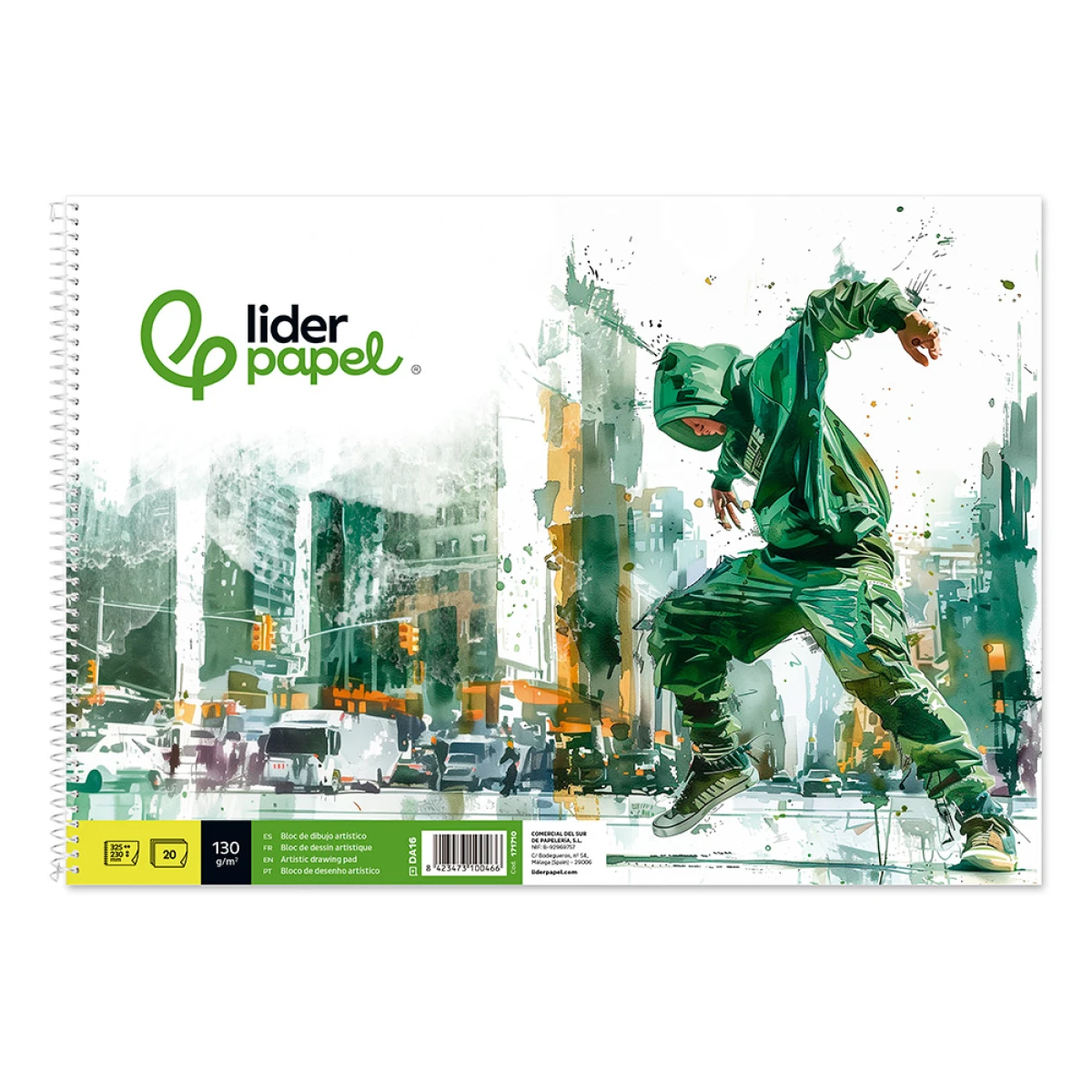 Galery – Bloco de desenho liderpapel artistico urban espiral 230x325mm 20 folhas 130 gr sem esquadria perfurado – 5 unidades0