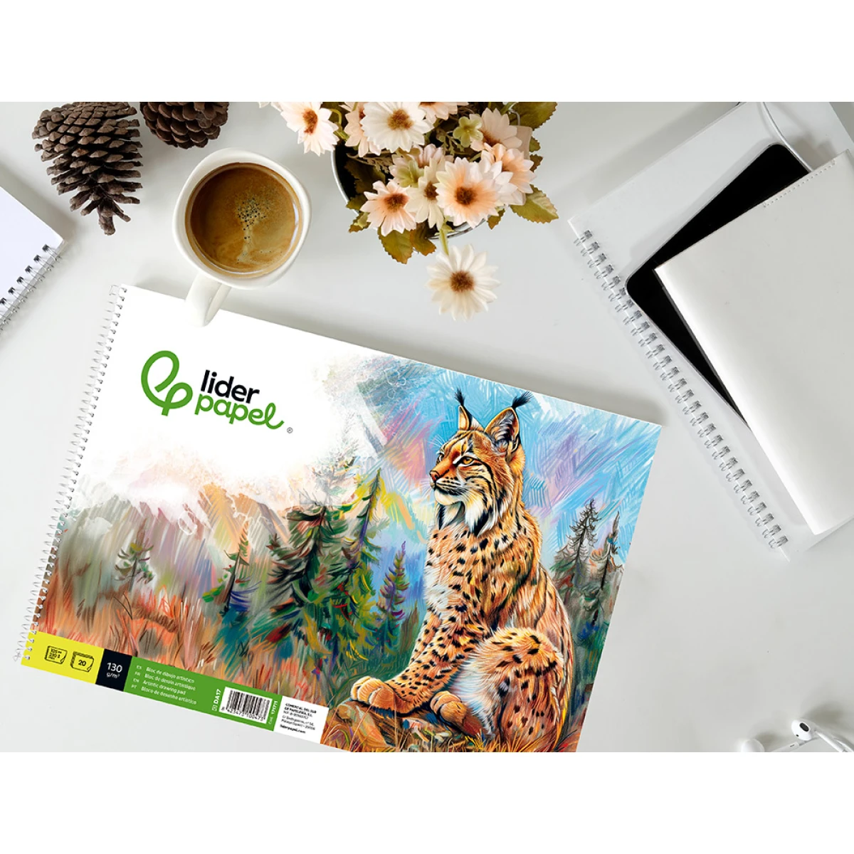 Galery – Bloco de desenho liderpapel artistico natura espiral 230x325mm 20 folhas 130 gr sem esquadria perfurado – 5 unidades0