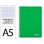 Cuaderno espiral liderpapel din a5 witty tapa dura 80h 90gr cuadro 4mm con margen color verde - 5 unidades