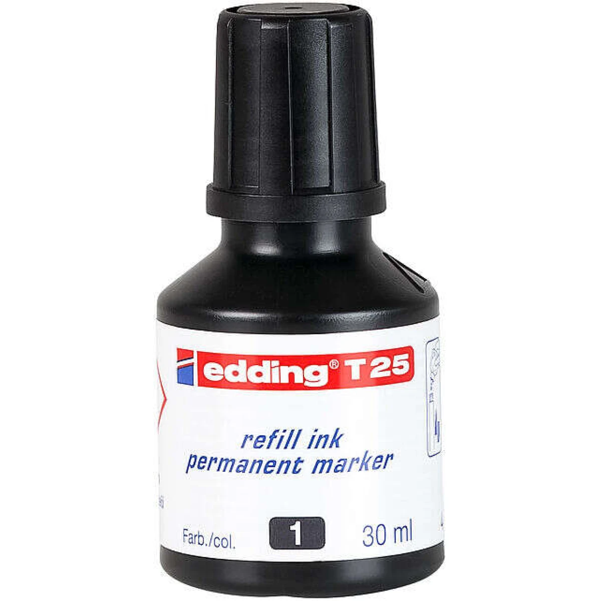 Frasco Refil Edding T25 para Marcador Permanente - Capacidade 30ml - Cor Preto