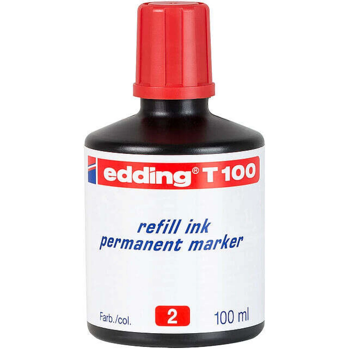 Tinta marcador edding t-100 vermelho frasco de 100 ml