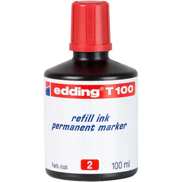 Tinta marcador edding t-100 vermelho frasco de 100 ml