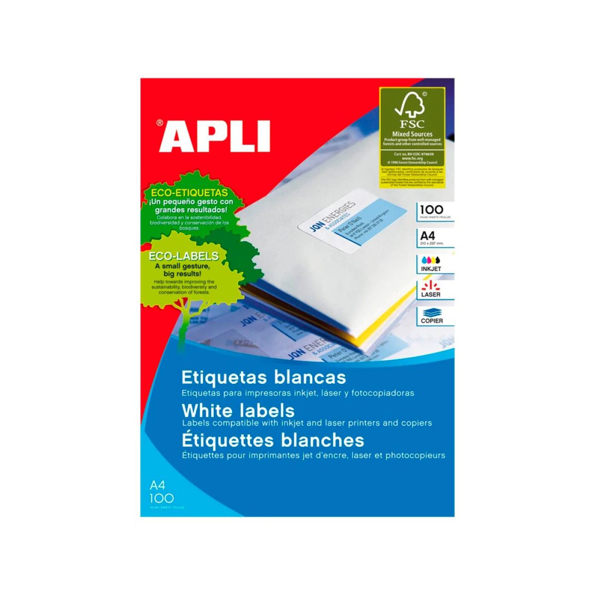 Etiquetas adesivas apli din a4 70 x 35 mm