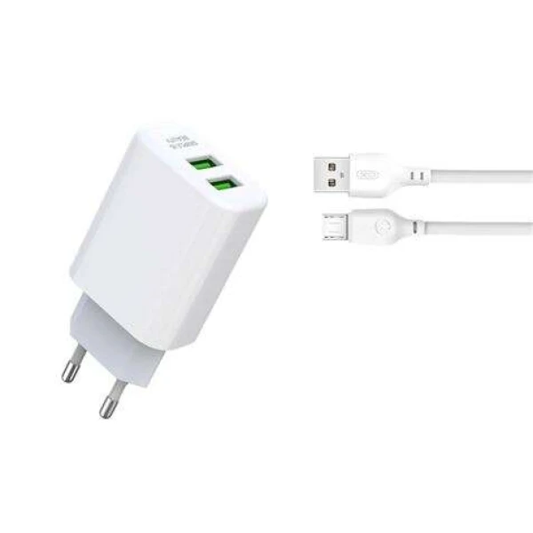 Carregador de energia XO Pack L85C 2.4A + cabo micro USB - cor branca