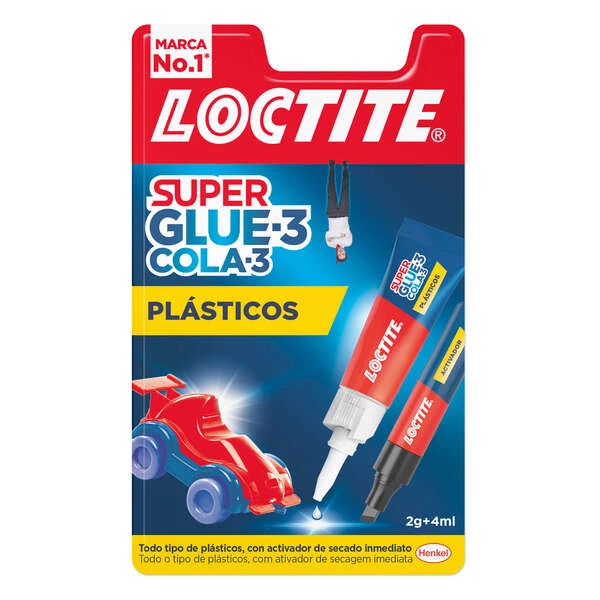 Loctite Superglue-3 Cola para Plásticos Difíceis 2gr + Ativador 4ml - Cola Transparente e Líquida - Formulada para Plásticos Difíceis - Fácil de Estender - Inclui Ativador em Formato de Marcador