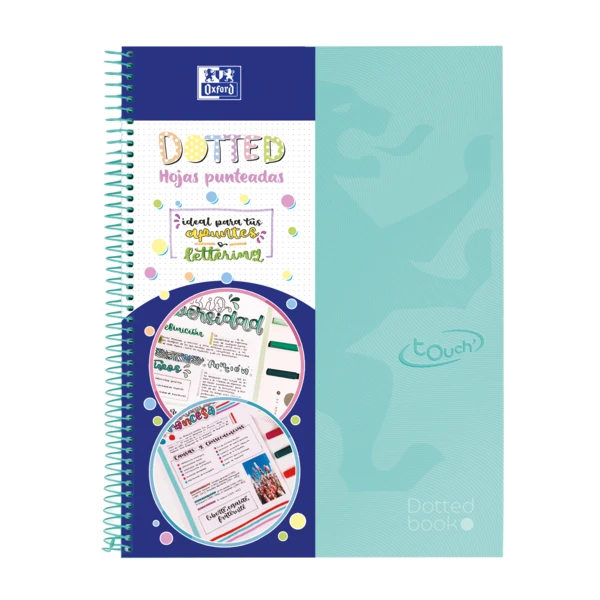 Caderno espiral oxford europeanbook 0 school touch capa extradura din a4+ 80 folhas pontos cores sortidas - 5 unidades