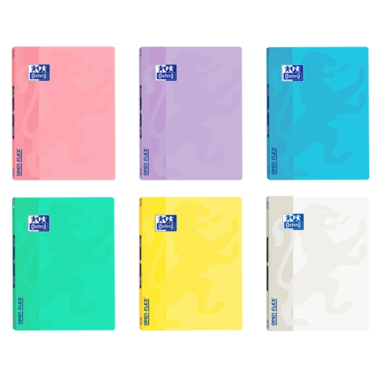 Caderno agrafado oxford openflex capa plastico din a4 48 folhas pautado cores pastel sortidas - 10 unidades