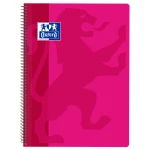 Caderno espiral oxford school classic capa polipropileno folio 80 folhas quadricula 4 mm com margem fucsia