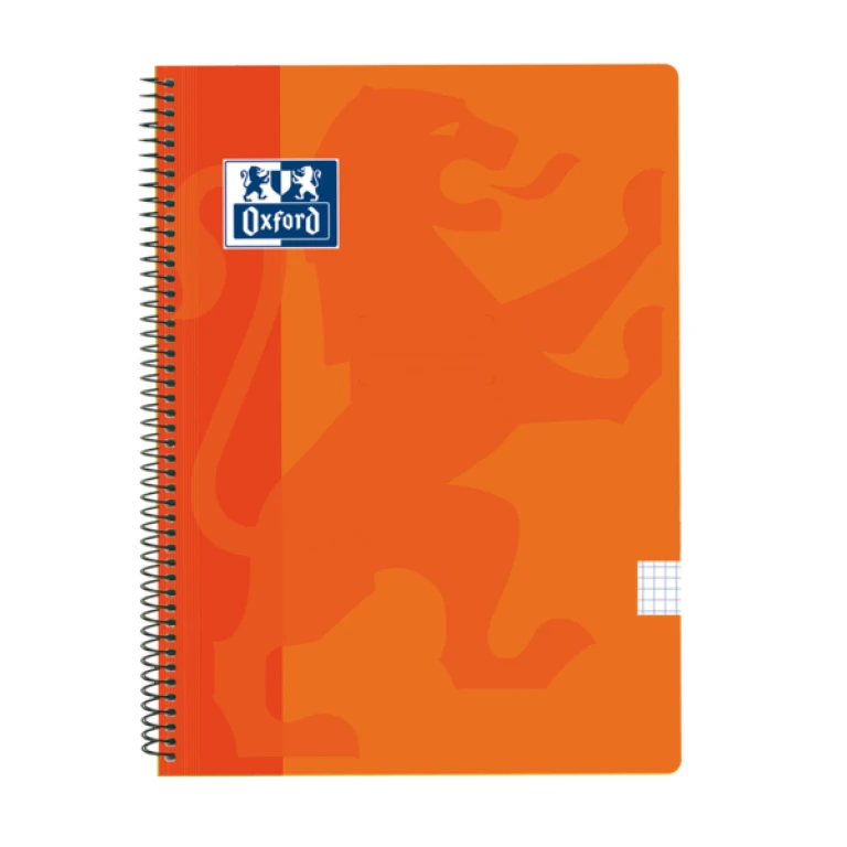 Caderno espiral oxford school classic capa polipropileno folio 80 folhas quadricula 4 mm com margem laranja