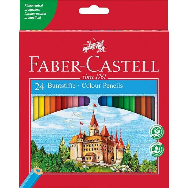 Lapis de cor faber-castell c/ 24 cores hexagonal madeira reflorestada