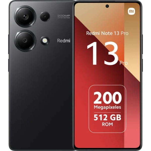 Smartphone Xiaomi Redmi Note 13 Pro Tela AMOLED 6,67" - 12GB - 512GB - Câmera principal 200MP - Bateria 5100mAh - Suporta carregamento de 67W - Cor preta