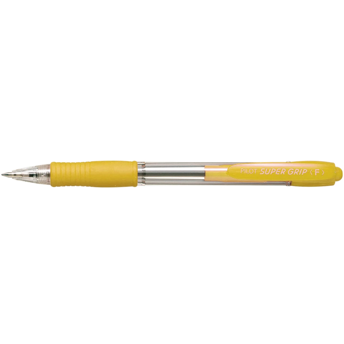 Esferografica pilot super grip amarelo -retratil -com grip-tinta base de oleo