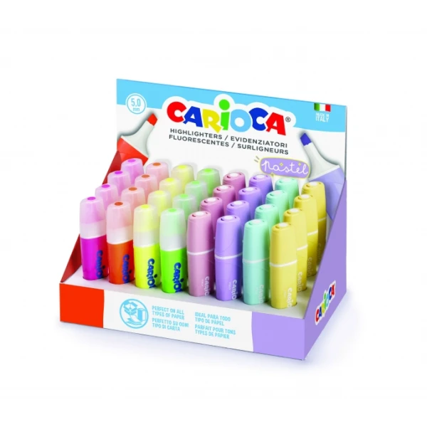 Rotulador carioca fluorescente color pastel expositor de 32 unidades colores surtidos