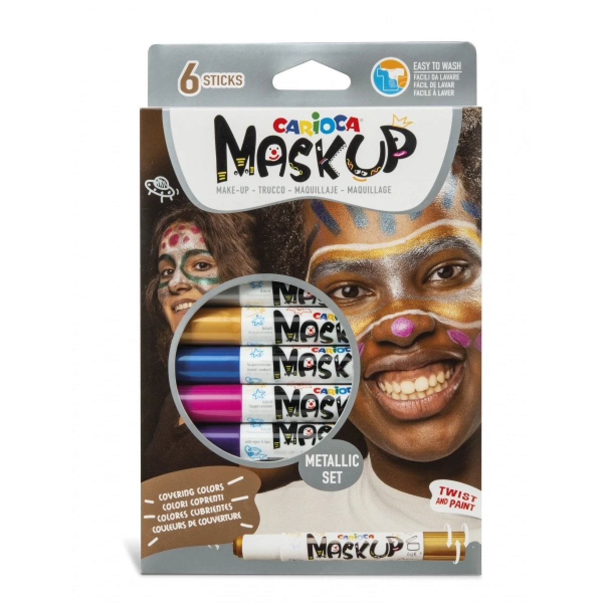 Barra de maquilhagem carioca mask up metallic caixa de 6 cores sortidas