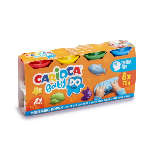 Thumbnail-Pasta de modelar carioca baby dough frasco 75 g set de 8 cores sortidas