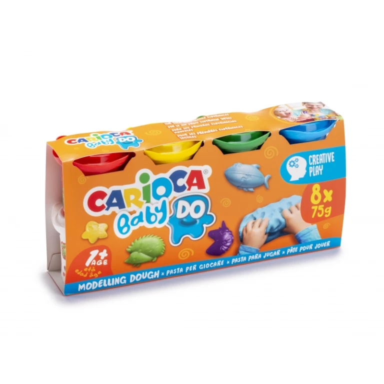 Pasta de modelar carioca baby dough frasco 75 g set de 8 cores sortidas