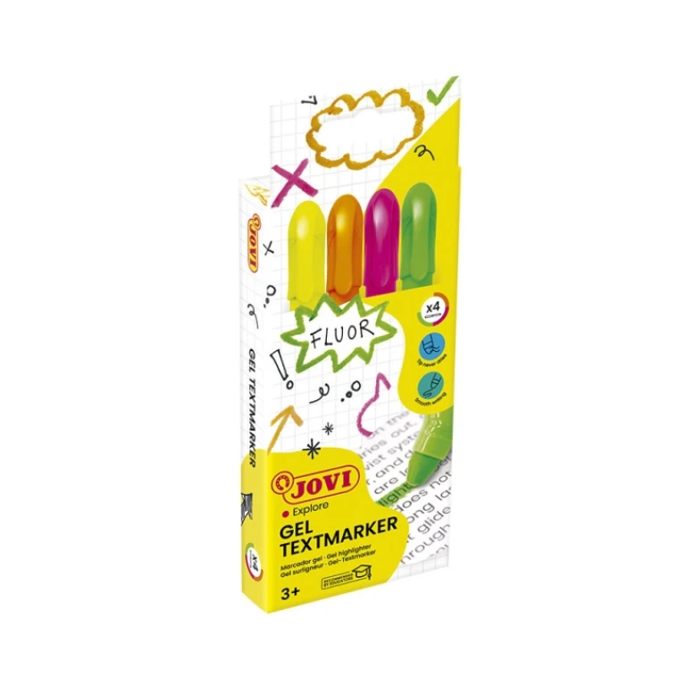 Marcador de cera gel jovi fluorescente caja de 4 unidades colores surtidos