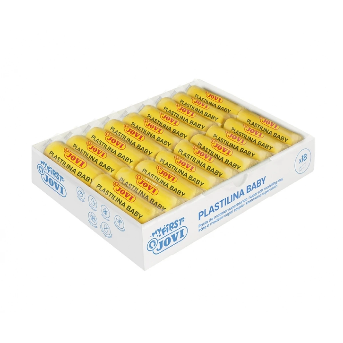 Plasticina jovi my first baby super suave 38 gr cor amarelo caixa de 18 unidades