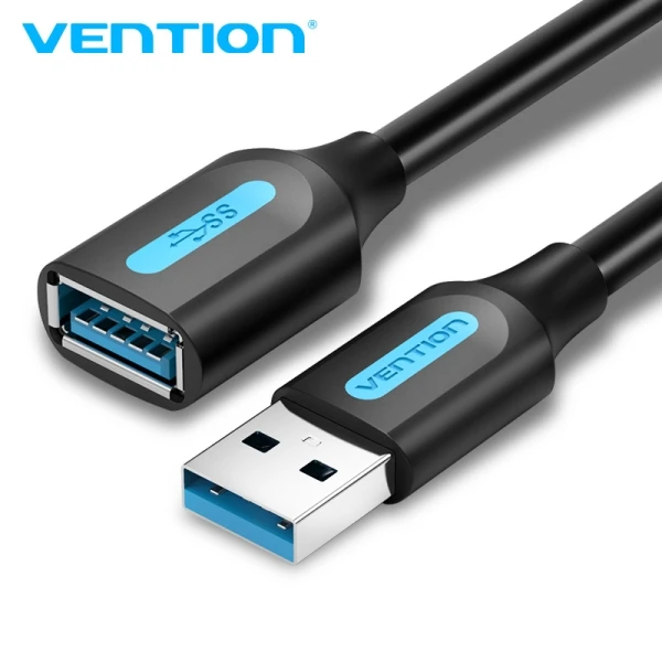 Thumbnail-Extensor Vention CableTech Pro USB 3.0 – Alta velocidade de transferência – Condutor de cobre – Conexão segura e estável – Cor preta