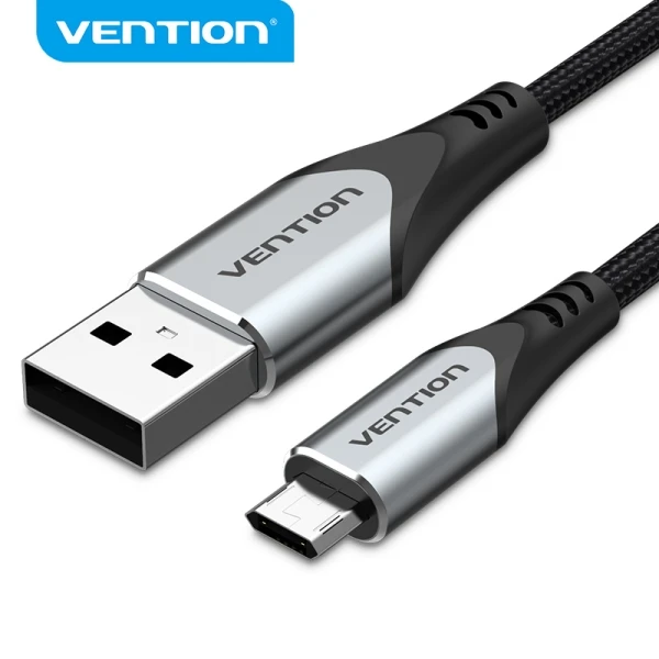 Thumbnail-Cabo Micro USB Reversível Vention – Carregamento Rápido 3A – Transmissão 480Mbps – Durabilidade Nylon Trançado – Proteção da Bateria – Cor Cinza