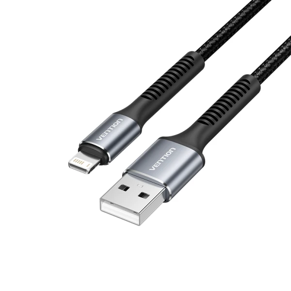 Thumbnail-Cabo de dados Vention CableTech Lightning-USB-A – Alumínio durável – Transmissão 480Mbps – Potência 2A, 10W – Cor preta