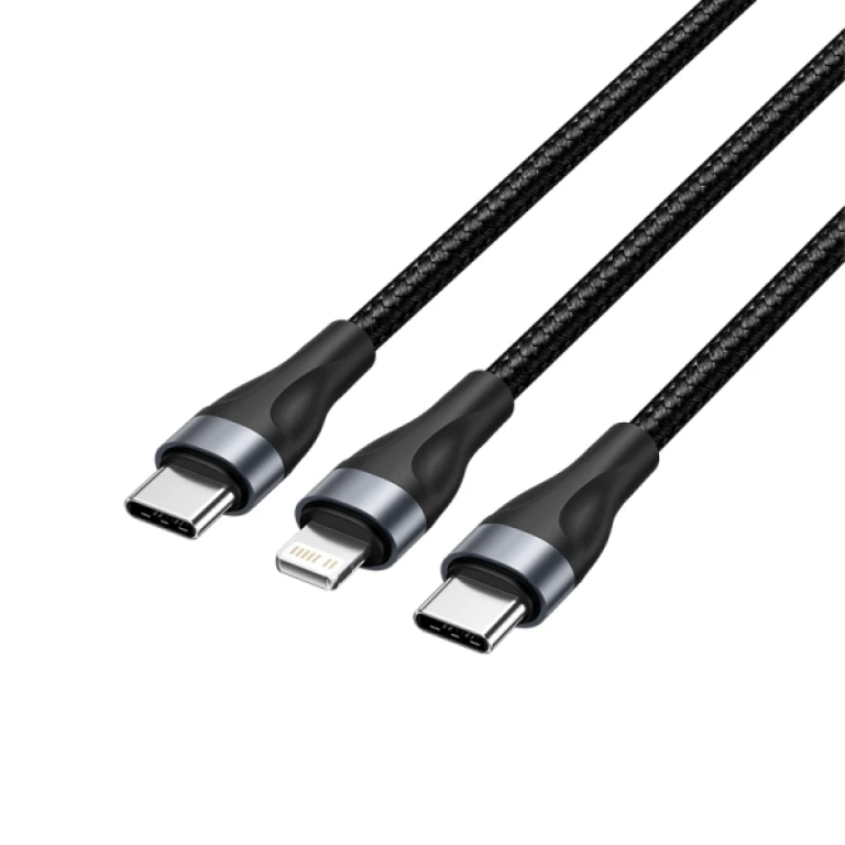 Thumbnail-Vention USB-C para USB-C e Cabo de Carregamento Lightning – 480Mbps – Alumínio/PVC – 3A/27W/60W – Cor Preto