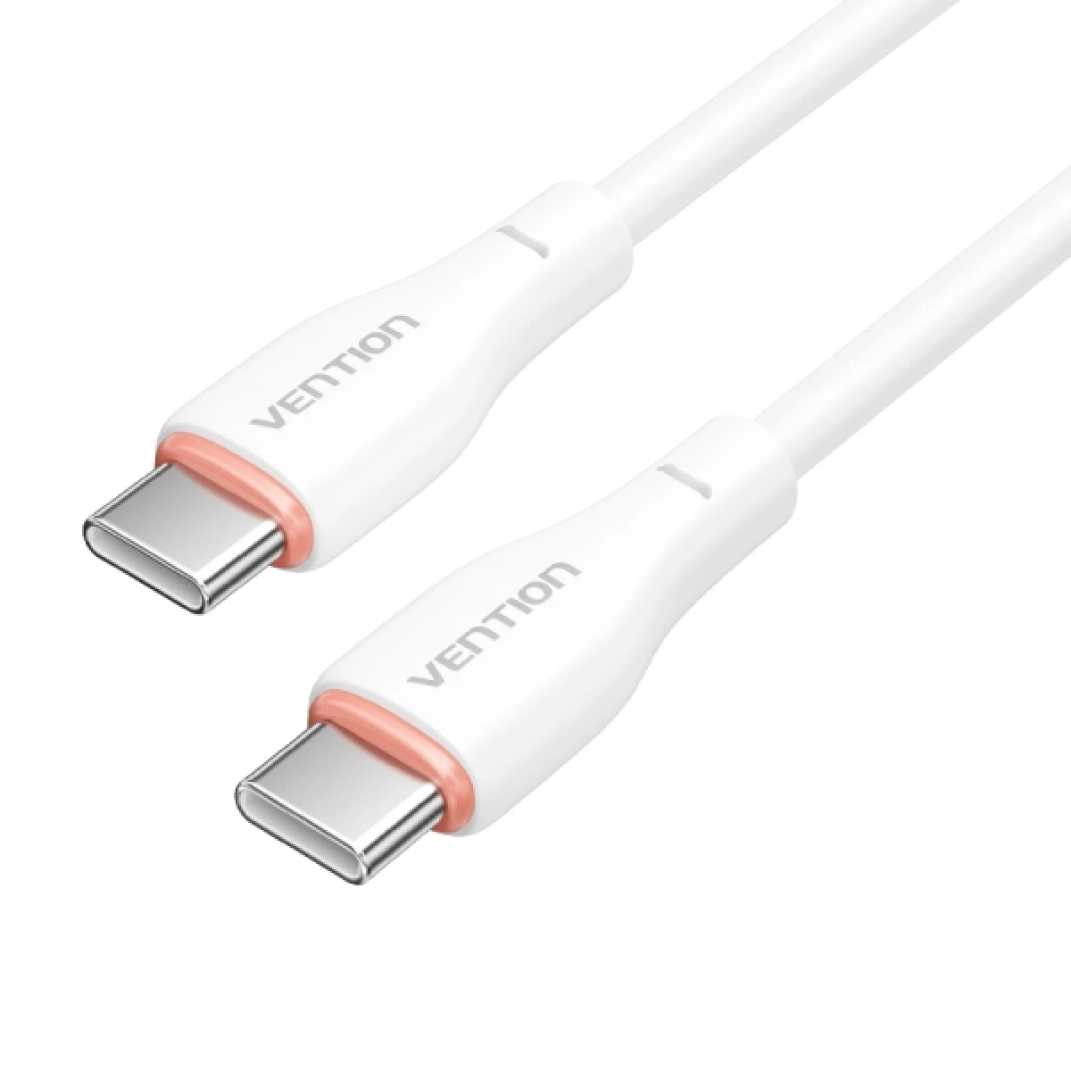 Thumbnail-Cabo Vention USB-C para USB-C. Transferência 480Mbps – Potência 60W – Fonte de alimentação 3A – Material TPE – Cor Branco